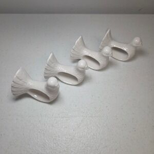 Abbott White Dove Porcelain Napkin Ring Holders Set of 4